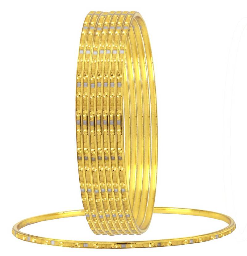 Wedding Designer 22K Gold Plated Rhodium Metal Chuda Kada Bangle Set Of 8 Combo For Women