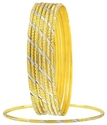Wedding Designer 22K Gold Plated Rhodium Metal Chuda Kada Bangle Set Of 8 Combo For Women 2