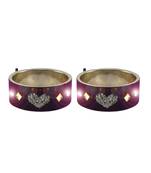 Purple Stone Stud Brass Led With Switch Bangle