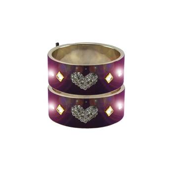 Purple Stone Stud Brass Led With Switch Bangle 2