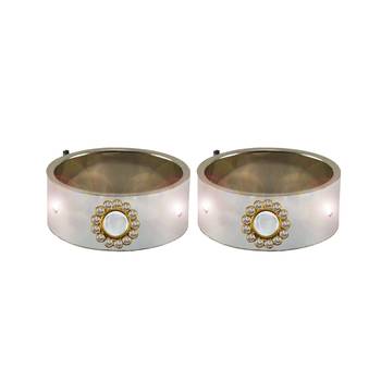 White Stone Stud Brass Led With Switch Bangle 1