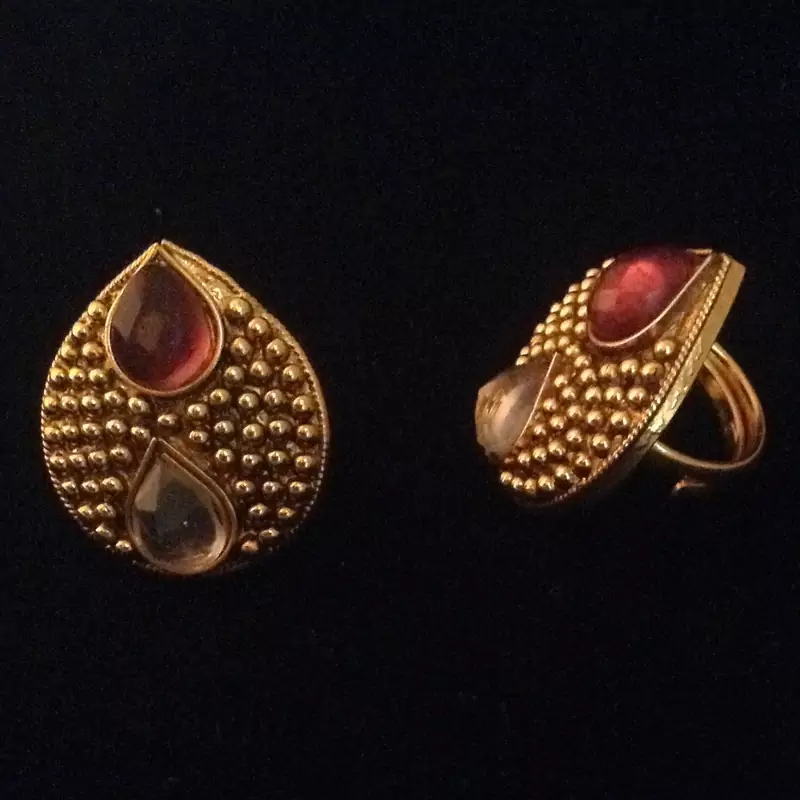 Rani Pink Adjustable AD Stone tear drop motif toe ring