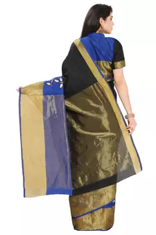 Black Woven Silk Blend Saree With Blouse