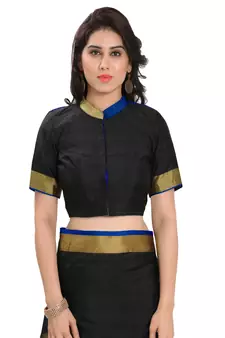 Black Woven Silk Blend Saree With Blouse