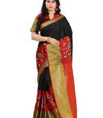 Black Woven Silk Blend Saree With Blouse