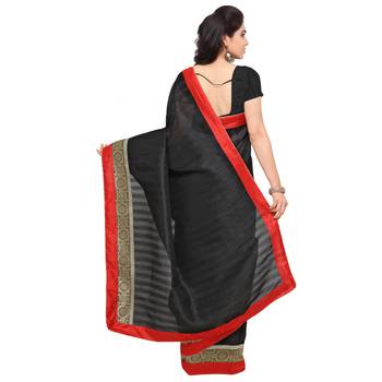 Black Woven silk blend Saree With Blouse 2