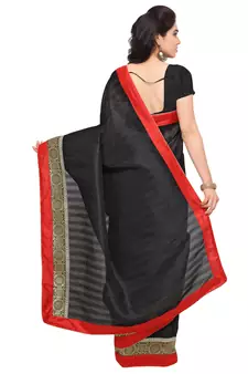 Black Woven Silk Blend Saree With Blouse