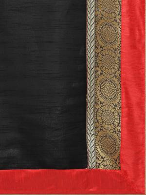 Black Woven silk blend Saree With Blouse 4