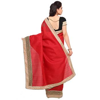 Red Woven silk blend Blend Saree With Blouse 2