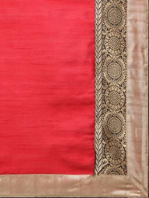 Red Woven silk blend Blend Saree With Blouse 3