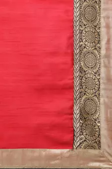 Red Woven silk blend Blend Saree With Blouse