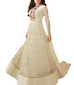 White embroidered net salwar with dupatta