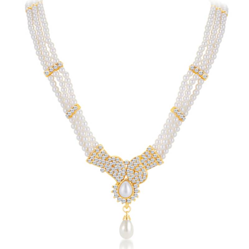 Ethnic Gold Plated Australian Diamond Necklace Set Shostopper 2353909