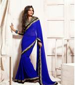 Royal Blue Bember Georgette Designer Saree With Blouse