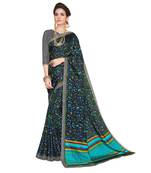 Multicolor printed cotton saree with blouse