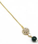 Cute Stylish Maang Tikka Decorated With Crystal  And  Kundan