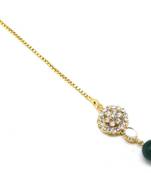 Cute Stylish Maang Tikka Decorated With Crystal  And  Kundan