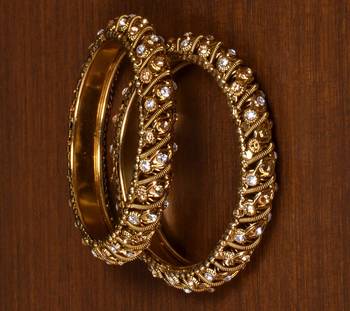 Gold Plated Zircon Stone Embellished Designer Bangles 2