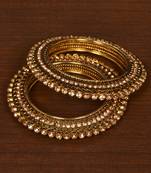 Antique Gold Plated with Intricate Worked and Zircon Stone Embellished Bangles