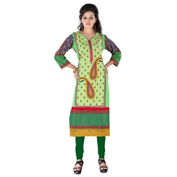 Green printed cotton stitched kurtas-and-kurtis 1