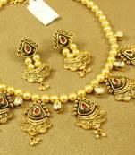 Ruby Antique Gold Look Kundan Meenakari Necklace Set