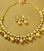 Kundan Meenakari Ruby Pearl Gold Look Necklace Set