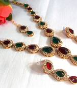 Multi color tilak Stone kundan necklace ser