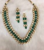 Bridal look emerald and polki necklace with matching earrings
