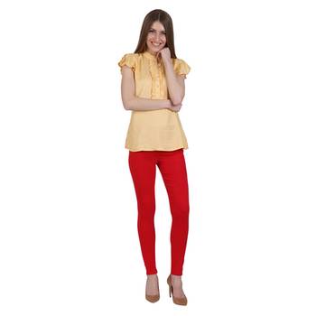 Red lycra cotton jeggings 1