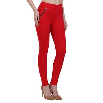 Red lycra cotton jeggings 3