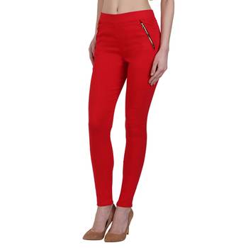 Red lycra cotton jeggings 4
