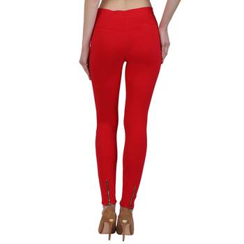 Red lycra cotton jeggings 5