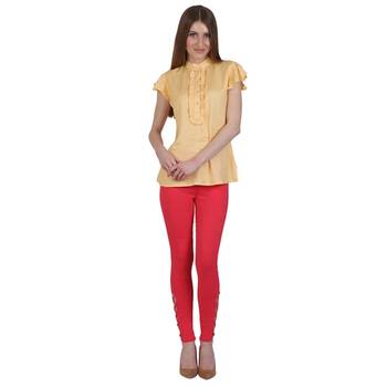 Red lycra cotton jeggings 1