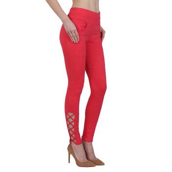 Red lycra cotton jeggings 3