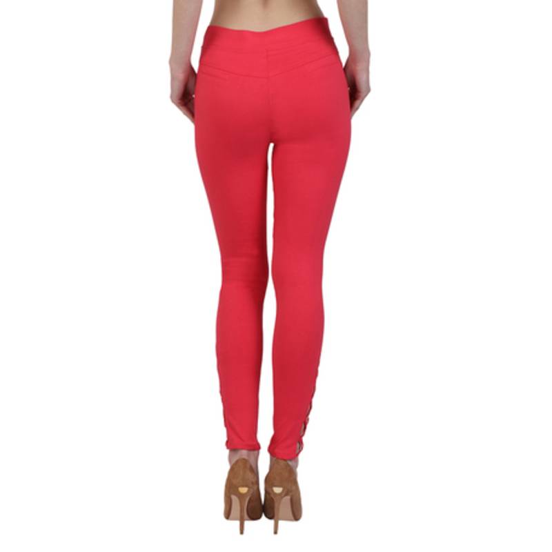 Red lycra cotton jeggings