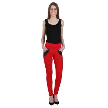 Red lycra cotton jeggings 1