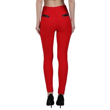Red lycra cotton jeggings 5