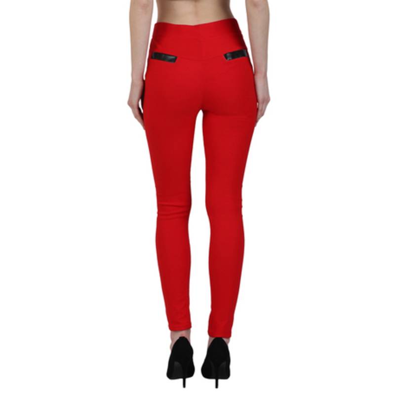 Red lycra cotton jeggings