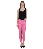 Baby pink lycra cotton jeggings