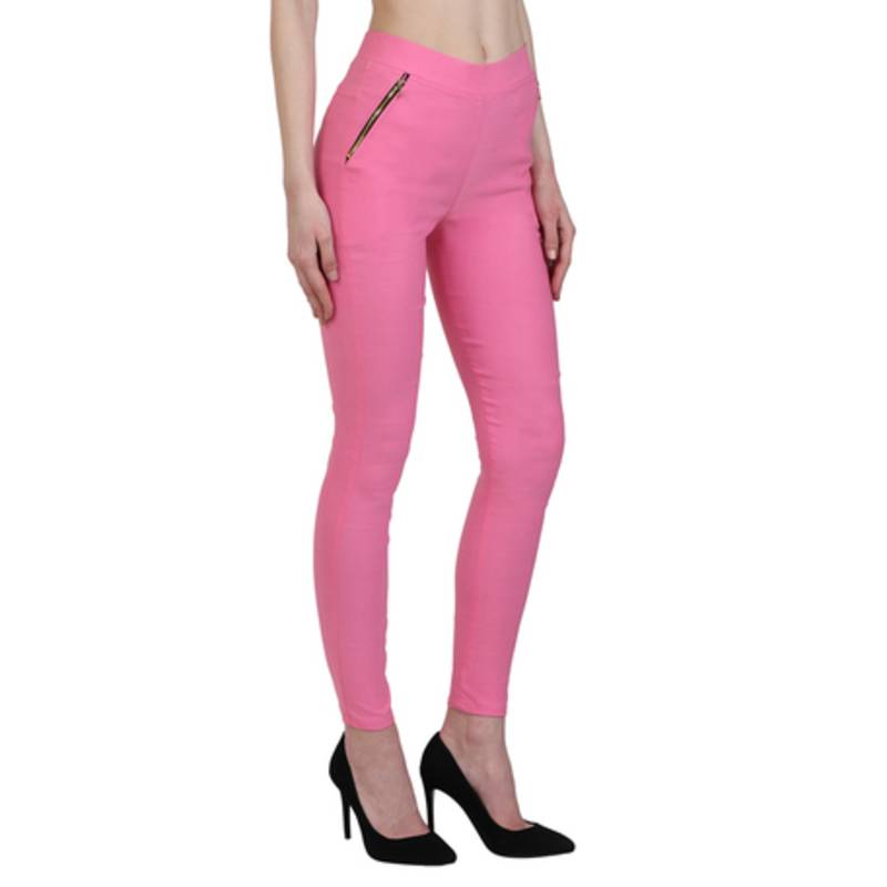 Baby pink lycra cotton jeggings