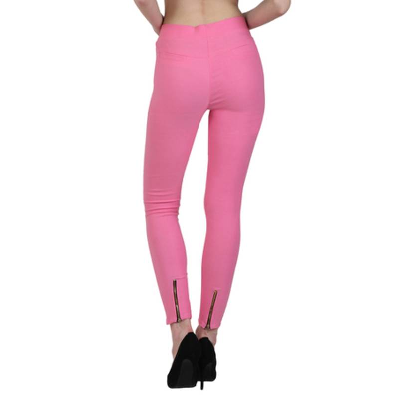 Baby pink lycra cotton jeggings