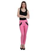 Baby pink lycra cotton jeggings