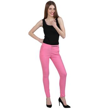 Baby pink lycra cotton jeggings 1