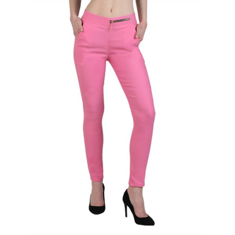 Baby pink lycra cotton jeggings