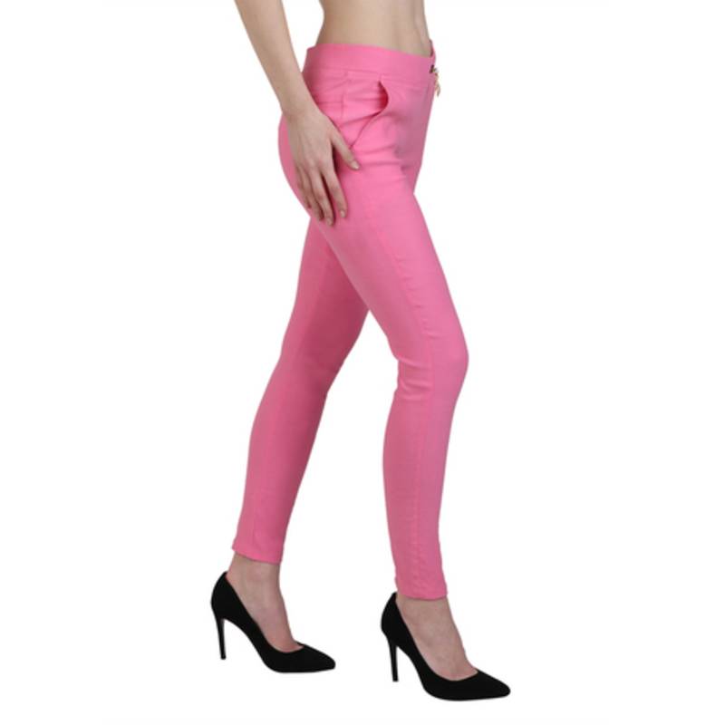 Baby pink lycra cotton jeggings