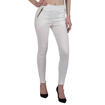 White lycra cotton jeggings 2