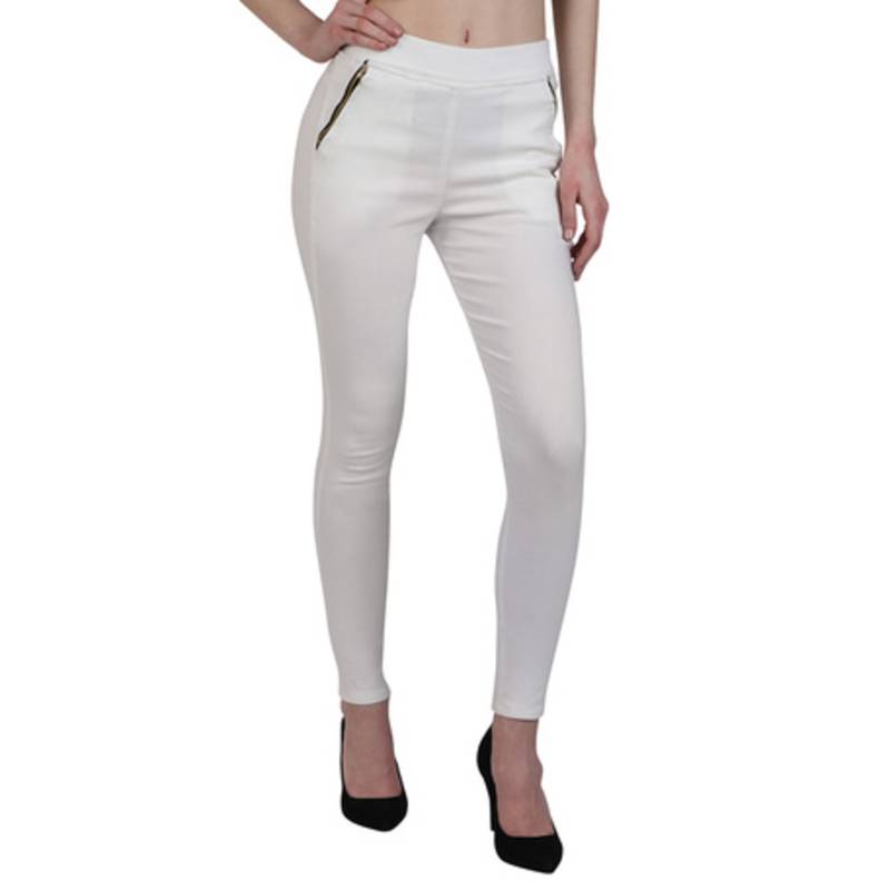 White lycra cotton jeggings