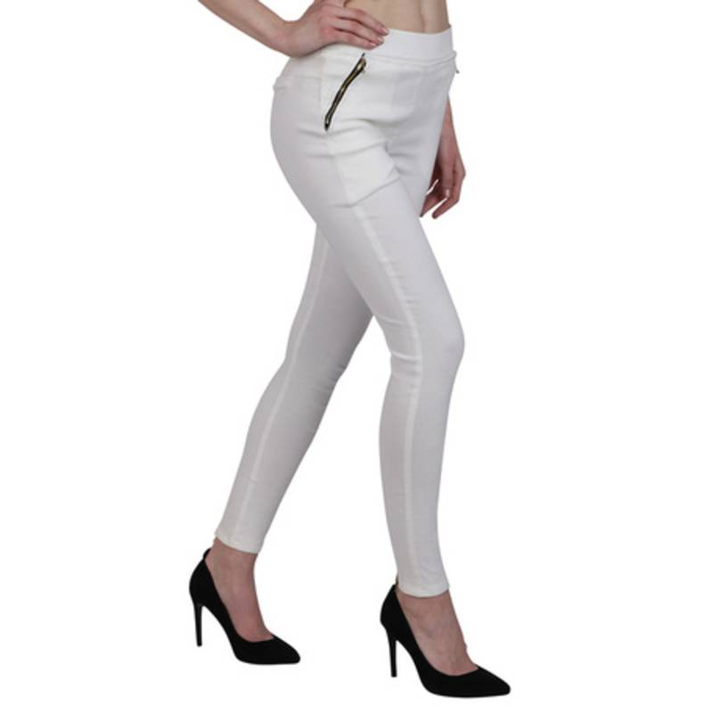 White lycra cotton jeggings