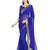 Royal blue plain chiffon saree with blouse