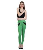 Green lycra cotton jeggings